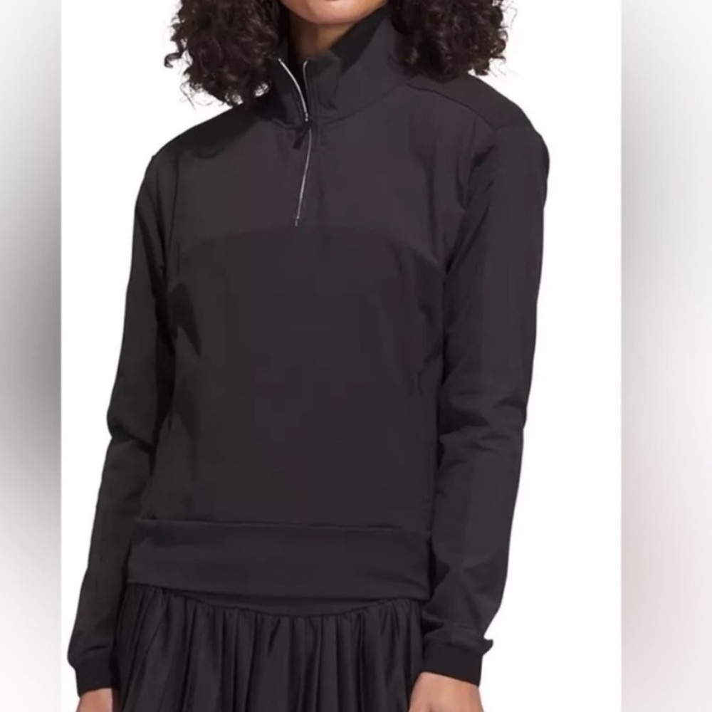 Adidas Small Pullover Quarter Zip Golf Jacket in black with pockets NWT